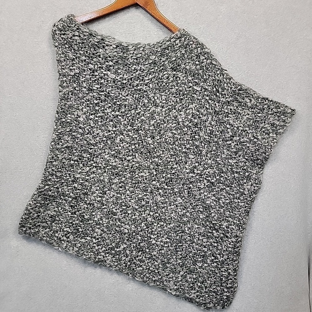 EILEEN FISHER Womens XL Poncho Gray Soft Mohair Chunky Luxury Cozy Asymmetrical‎
